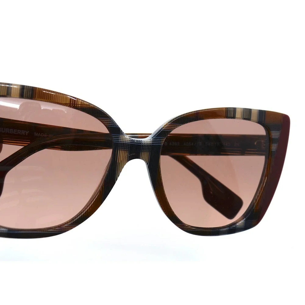 BURBERRY MERYL BE4393 CHECK BROWN BORDEAUX PINK GRADIENT SUNGLASSES - Picture 9 of 10